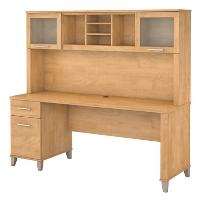 Bush Furniture Somerset 72W Office Desk with Drawers and Hutch, Maple Cross (SET018MC)