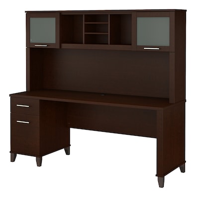 Bush Furniture Somerset 72W Office Desk with Drawers and Hutch, Mocha Cherry (SET018MR)