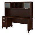 Bush Furniture Somerset 72W Office Desk with Drawers and Hutch, Mocha Cherry (SET018MR)