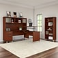 Bush Furniture Somerset 72"W 3 Position Sit to Stand L Shaped Desk with Hutch and Bookcase, Hansen Cherry (SET017HC)