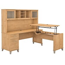 Bush Furniture Somerset 72W 3 Position Sit to Stand L Shaped Desk with Hutch, Maple Cross (SET015MC