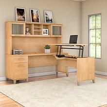 Bush Furniture Somerset 72W 3 Position Sit to Stand L Shaped Desk with Hutch, Maple Cross (SET015MC