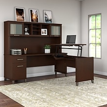 Bush Furniture Somerset 72W 3 Position Sit to Stand L Shaped Desk with Hutch, Mocha Cherry (SET015M