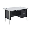 Sandusky Lee 600 Series 48W Single Pedestal Desk, Gray Nebula/Black (SQ4830BGN)