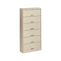 HON Brigade 600 Series 6-Drawer Lateral File Cabinet, Locking, Letter, Putty, 36W (HON626LL)