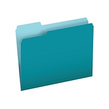 Pendaflex Two-Tone File Folders, 3-Tab, Letter Size, Teal, 100/Box (PFX 152 1/3 TEA)