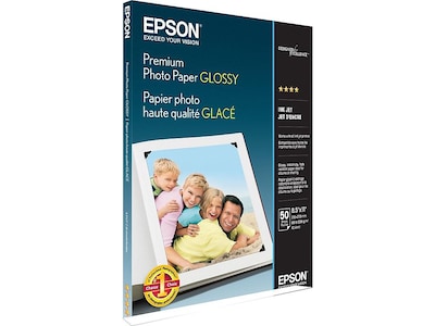 Epson Premium Glossy Photo Paper, 8.5 x 11, 50 Sheets/Pack (S041667)