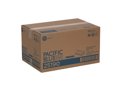 Pacific Blue Basic Recycled C-Fold Paper Towels, 1-ply, 240 Sheets/Pack, 10 Packs/Carton (25190)