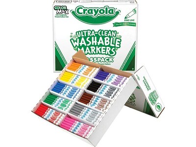 Crayola Classpack Washable Kids' Markers, Fine, Assorted Colors, 200/Carton (58-8211)