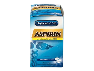 Physicians Care 325mg Aspirin Tablets, 2/Packet, 50 Packets/Box (90014)