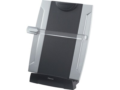 Fellowes Office Suites Desktop Plastic Document Stand with Clip & Guide Bar, Black/Silver (8033201)
