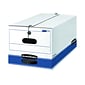 Bankers Box Stor/File™ Medium-Duty FastFold File Storage Boxes, String & Button, Letter Size, White/Blue, 4/Carton (0070403)