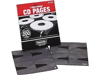 Vaultz™ CD Binder Pages; 8 Capacity/Page, 25/Pk
