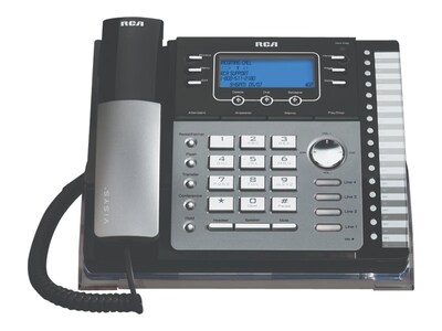 RCA ViSYS 25424RE1 4-Line Corded Phone, Black/Silver