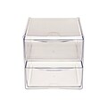 Deflect-O Cube 2 Compartment Stackable Plastic Storage Drawers, Clear (350101)