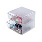 Deflect-O Cube 2 Compartment Stackable Plastic Storage Drawers, Clear (350101)