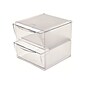 Deflect-O Cube 2 Compartment Stackable Plastic Storage Drawers, Clear (350101)
