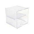 Deflect-O Cube 2 Compartment Stackable Plastic Compartment Storage, Clear (350701)