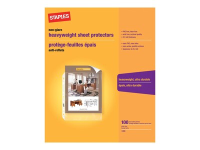 Staples Heavy Weight Sheet Protectors, 8.5 x 11, Clear, 100/Box (13860-CC)
