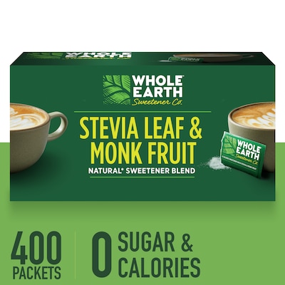 Whole Earth, Stevia Leaf and Monk Fruit Natural Sweetener Blend, 2-Gram Packets, 400/Carton (NUT0014