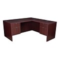 Legacy 60 Double Pedestal L-Desk with 47 Return, Mahogany Laminate (LLD603047MH)