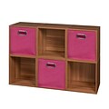 Niche Cubo Storage Set - 6 Cubes and 3 Canvas Bins- Warm Cherry/Pink