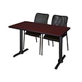 Regency Cain 42 x 24 Training Table- Mahogany & 2 Mario Stack Chairs- Black