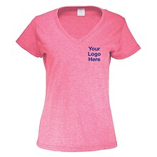 Custom Ladies 50/50 V-Neck T-Shirt Screen Print