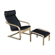 Niche Mia Bentwood Reclining Chair and Ottoman, Natural/ Black Leather (N2050LNTBK)