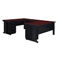 Regency Fusion 66 Double Pedestal U-Desk with 42 Bridge- Mahogany