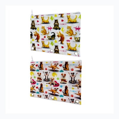 Yoga Cats & Dogs Binder Pencil pouch, 9.5" x 7.5", 6pc Value Pack