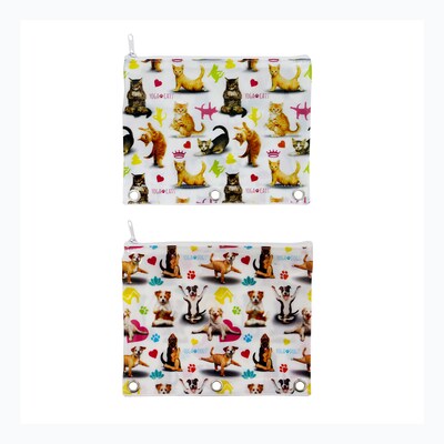 Yoga Cats & Dogs Binder Pencil pouch, 9.5" x 7.5", 6pc Value Pack