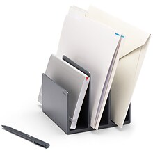 Poppin Fin File Sorter Plastic Desktop, Dark Gray, 4 Pack (106297)