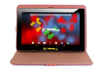 LINSAY F10 Series 10.1" Tablet, WiFi, 2GB RAM, 64GB Storage, Android 13, Black w/Brown Case (F10XIPSBCLBROWN)