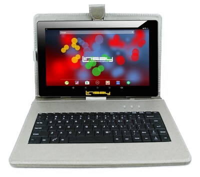 LINSAY F10 Series 10.1 Tablet, WiFi, 2GB RAM, 64GB Storage, Android 13, Black w/Silver Keyboard (F1