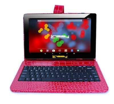 LINSAY F10 Series 10.1 Tablet, WiFi, 2GB RAM, 64GB , Android 13, Black w/Red Crocodile Keyboard (F1