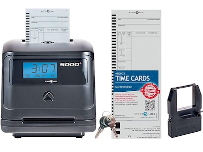 Pyramid Auto Calculating Punch Card Time Clock System, Black (5000+)