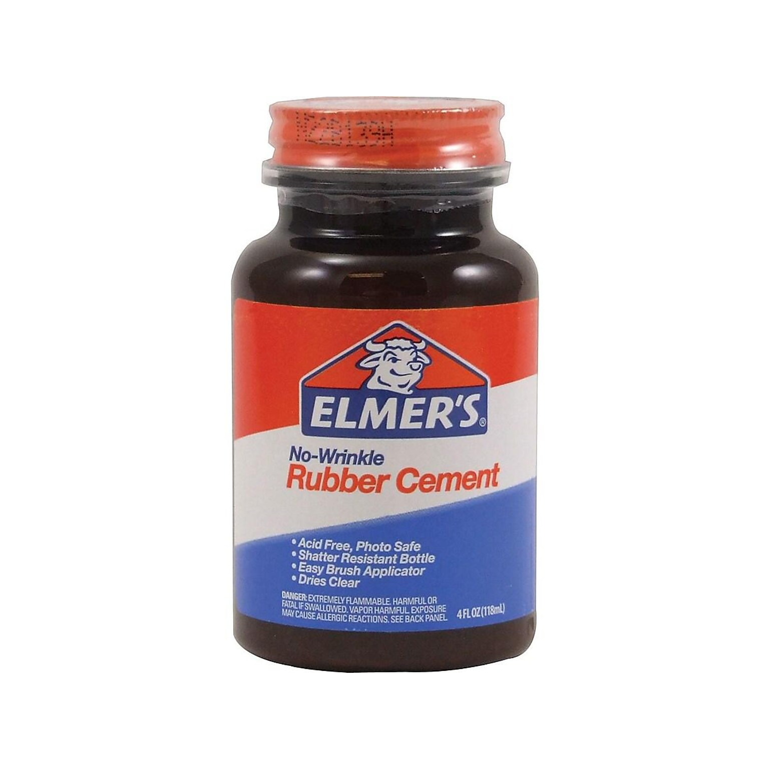 Elmers No-Wrinkle Rubber Cement, 4 oz. (E904)
