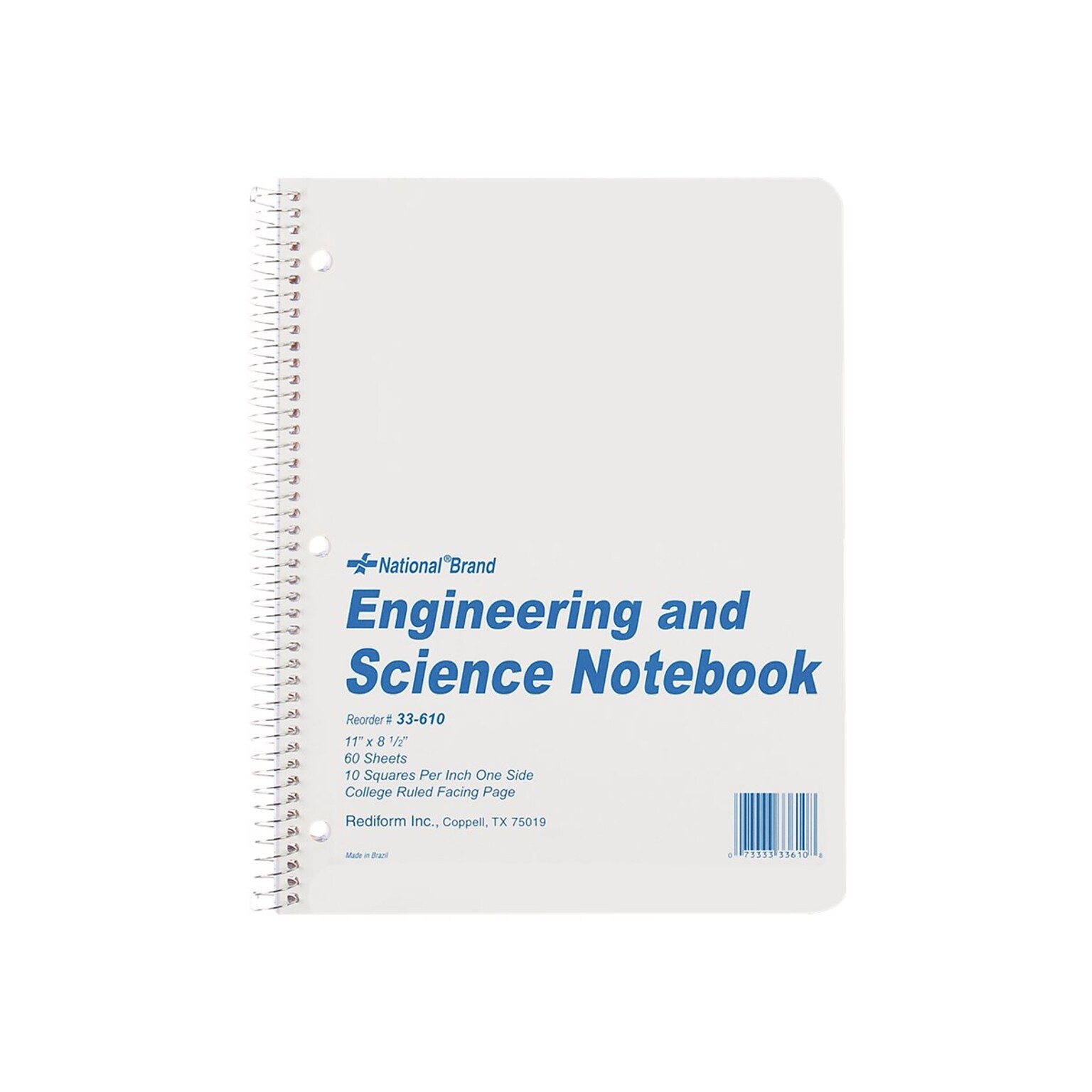 National Brand Engineering & Science 1-Subject Computation Notebooks, 8.5 x 11, Quad, 60 Sheets, Gray/Silver (33610)