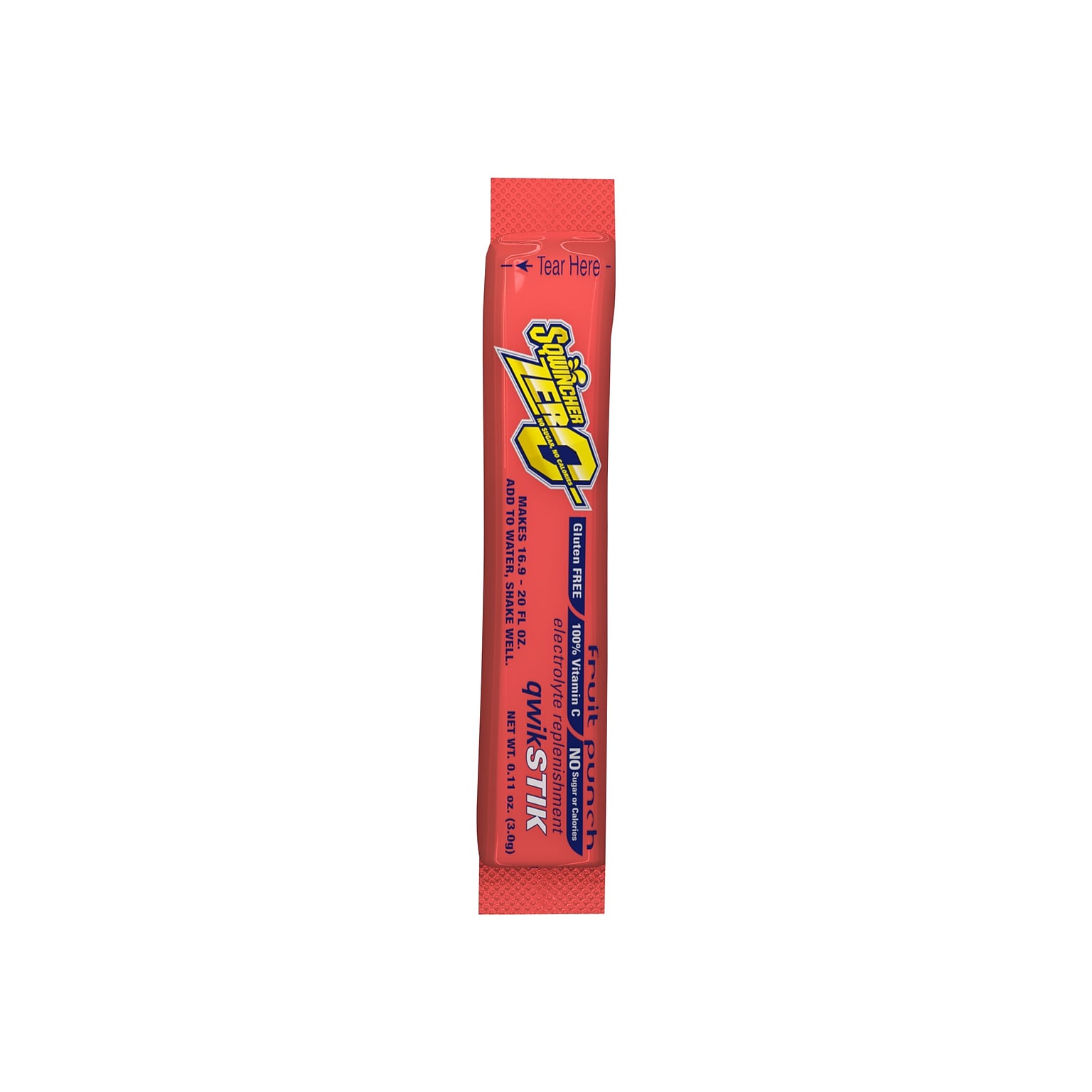 Sqwincher ZERO Qwik Stik Fruit Punch Powdered Sports Drink, 0.11 Oz., 50/Pack (060102-FP)