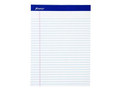 Ampad Perforated Notepads, 8.5 x 11.75, Wide Ruled, White, 50 Sheets/Pad, 12 Pads/Pack (TOP 20-360