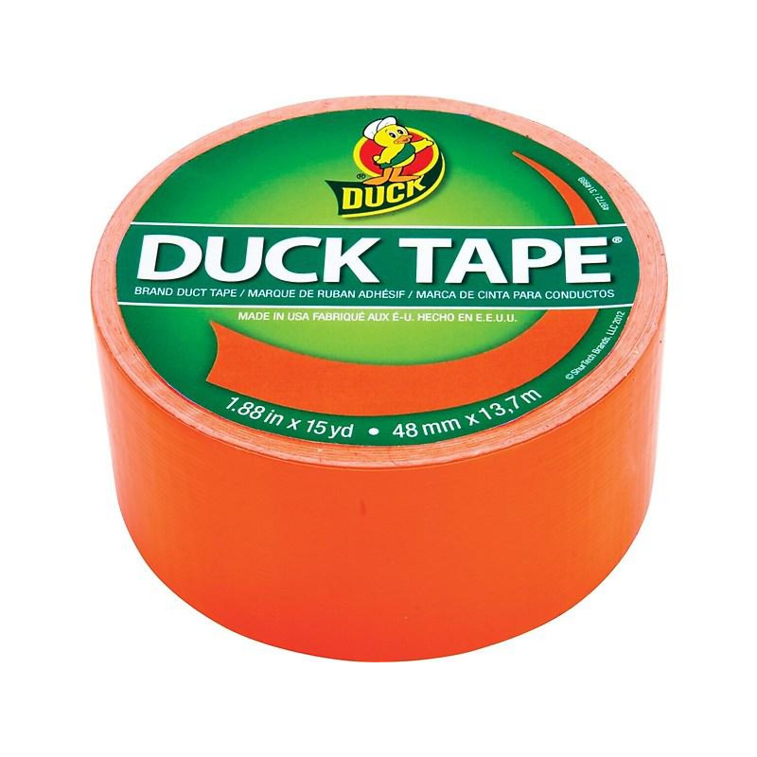 Duck Heavy Duty Duct Tape, 1.88 x 15 Yds., Neon Orange (1265019)