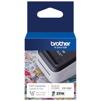 Brother CZ-1002 Continuous Paper Label Roll with ZINK® Zero Ink technology, 1/2 x 16-4/10, Multico