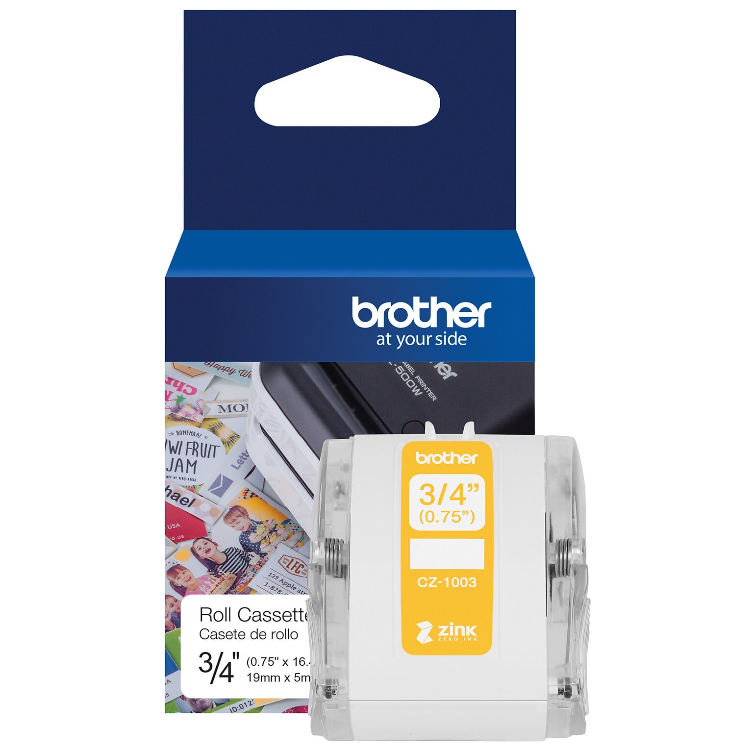 Brother CZ-1003 Continuous Paper Label Roll with ZINK® Zero Ink technology, 3/4 x 16-4/10, Multicolored (CZ-1003)