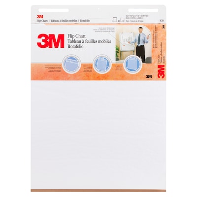 3M Flip Chart Easel Pad, 25 x 30, 40 Sheets/Pad, 2 Pads/Carton (MMM570)