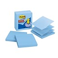Post-it® Super Sticky Pop-up Notes, 4 x 4, Blue, Lined, 90 Sheets/Pad, 5 Pads/Pack (R440-AQSS)