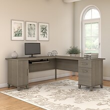 Bush Furniture Somerset 72W L Shaped Desk with Storage, Ash Gray/White (WC81610K)