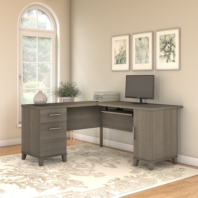 Bush Furniture Somerset 60W L Shaped Desk with Storage, Ash Gray (WC81630K)