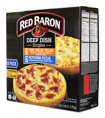 Red Baron Deep Dish Pizza Singles, Variety Pack, 12/Pack (74924)