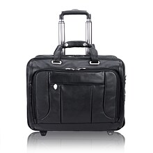 McKlein S Series Laptop Rolling Briefcase, Black Leather (15705)